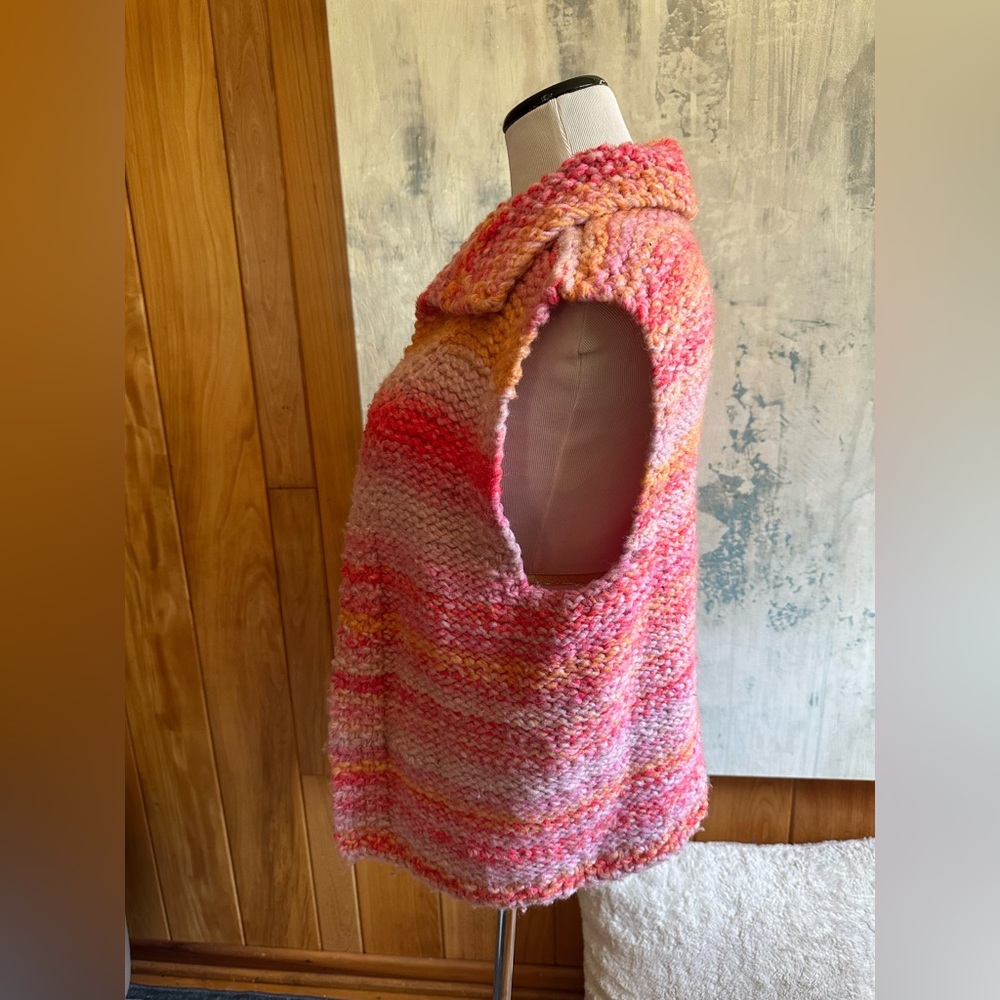 Handmade Multicolor Sweater Vest. Sunset Pastel Colors. Crochet. Sz. Large? - Picture 5 of 11